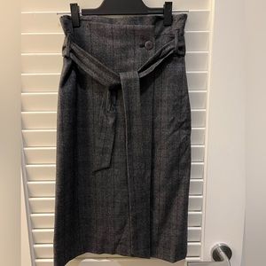 Babaton Karl wool cashmere skirt in gray glen check pattern